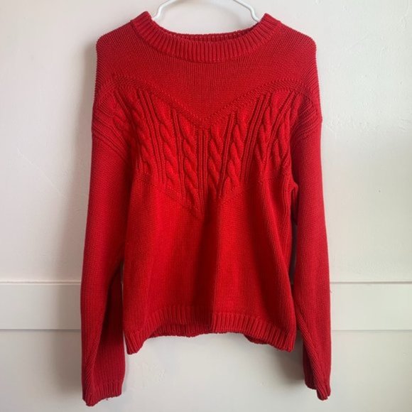 Vintage Nordstrom Point of View Red Thick Knit Crewneck Sweater - Picture 1 of 5